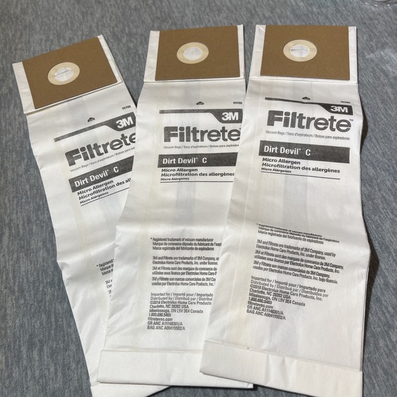 3M Filtrete Dirt Devil C Micro Allergen Vacuum Bags 3 Pk Dust Pollen Mites New - Picture 7 of 11